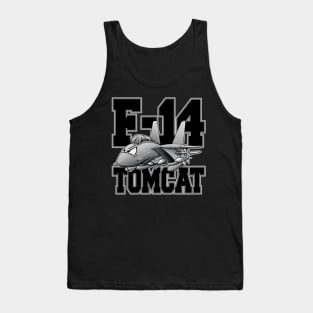 F-14 Tomcat Military Fighter Jet Aircraft Cartoon Illustration Tank Top